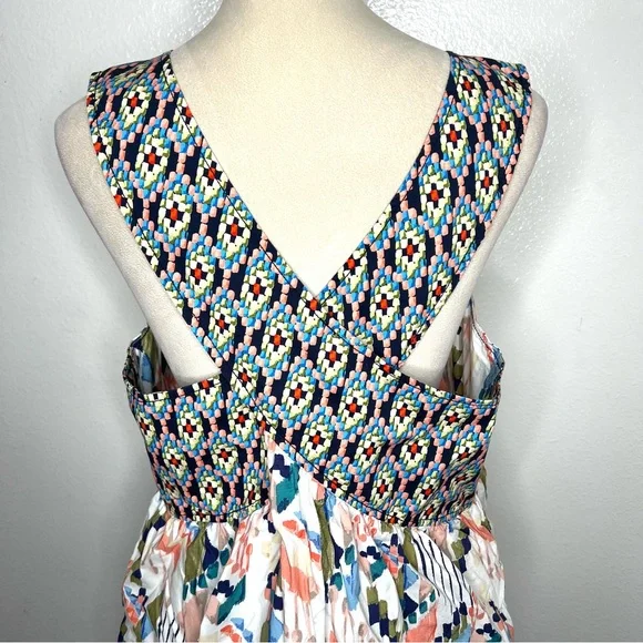 ANTHROPOLOGIE Maeve Textured Swing Mini Dress Criss Cross Back Size XL - Picture 8 of 14